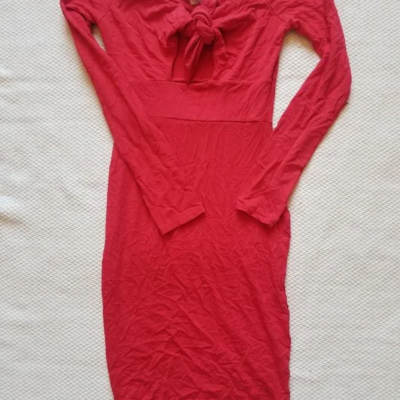 Fashion Nova | Dresses | Cherry Red Tie Detail Dress Small | Poshmark